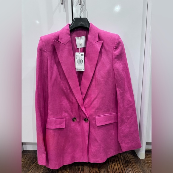 Mango Jackets & Blazers - MANGO  Smart Linen Blazer, Bright Pink New with tags Size S